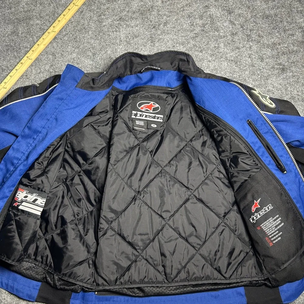 Alpinestars Motorcycle Racing Jacket Blue Black White Biker Moto Y2K Size Medium